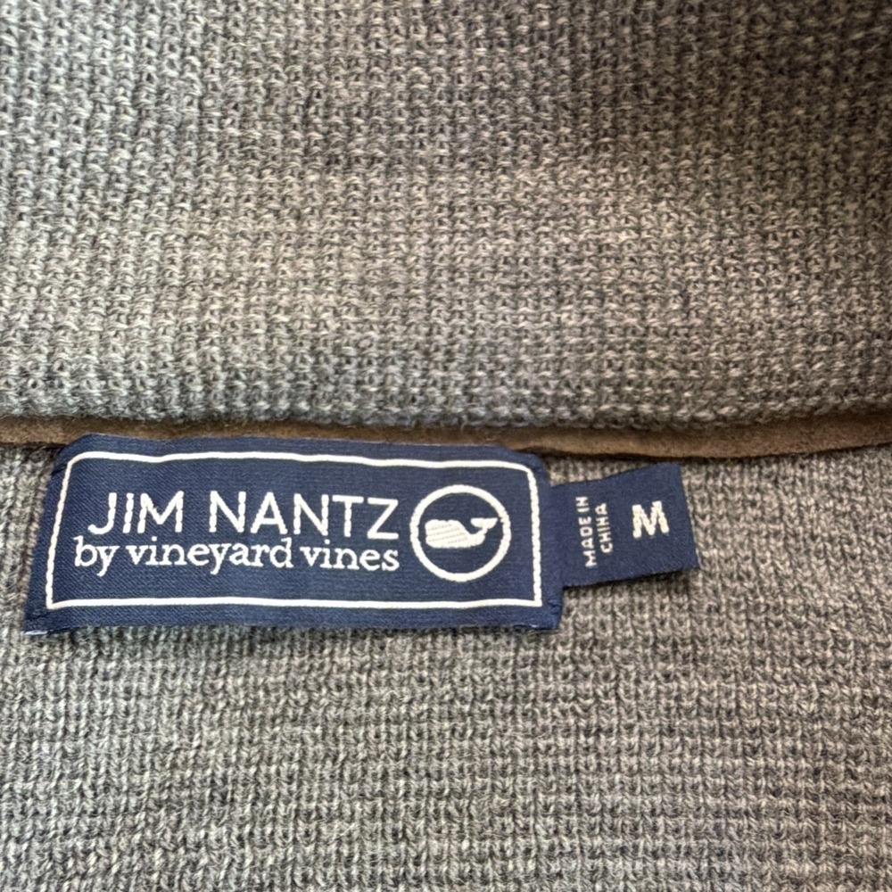 Jim Nantz by vineyard vines Men's M Gray Solid Knit 1/4 Zip Mock Neck Sweater - Picture 2 of 7